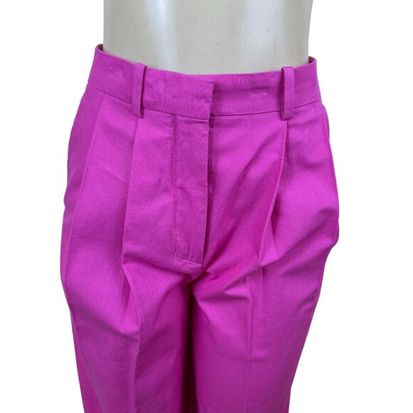 Cos Women’s Pink Cotton Pleated High-Waist Wide-Leg Trousers Size 2 - Picture 4 of 10